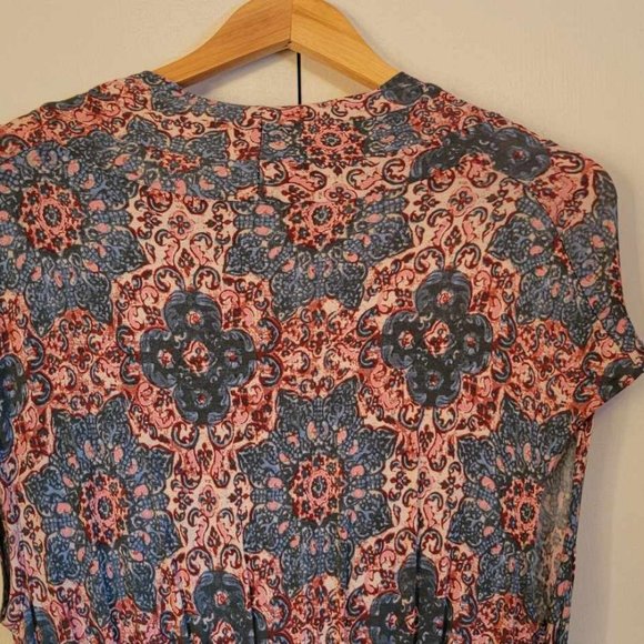 Anthropologie Maeve Faux-Wrap High Low Cap Sleeve Maxi Dress, Size 10 - Picture 3 of 12